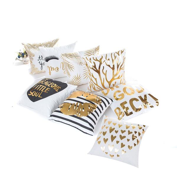

cushion/decorative pillow 18" letter gold foil printing polyester throw case sofa waist cushion cover home bedroom decor