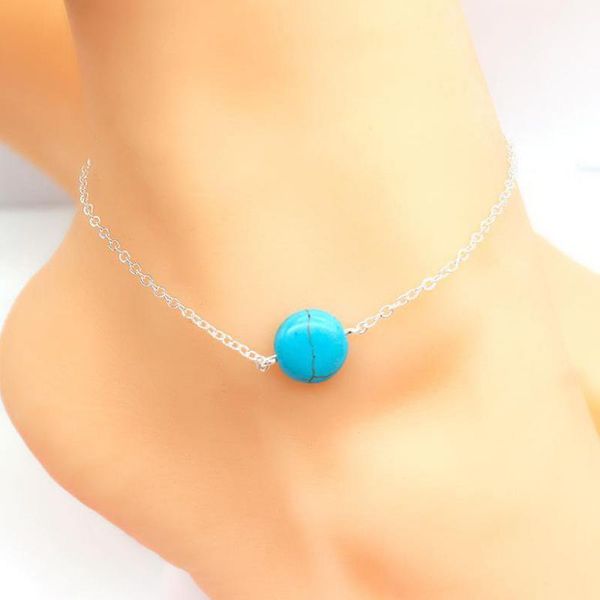 

anklets fashion boho jewelry anklet ethnic blue stone beads ankle bracelet chic foot chain summer bohemia for women, Red;blue