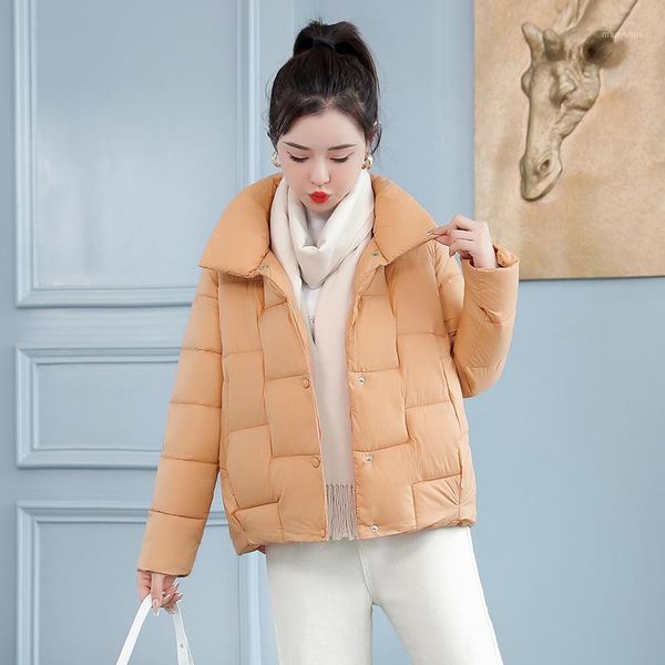 

women's down & parkas stand collar casual winter short women solid cotton padded coat for female single breasted thick quilted puffer j, Black