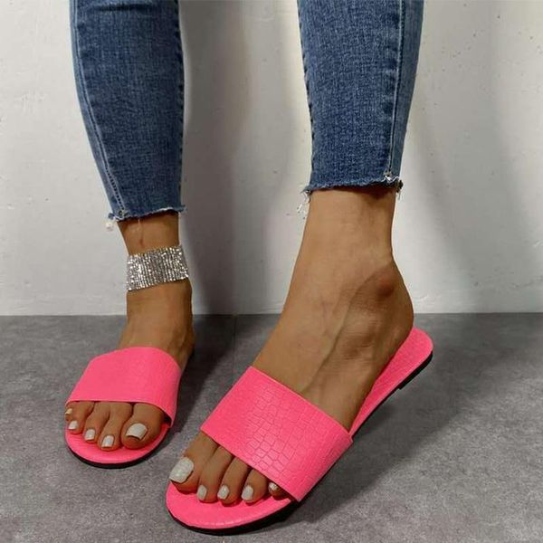 

women summer flat slippers solid non sliop wear-resistant snakeskin pattern casual female shoes rubber 2021 new comfortable, Black