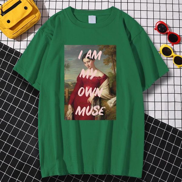 

men's t-shirts i'm my own muse character prints t shirt vintage simplicity clothing pattern brand shirts aesthetic big size man, White;black