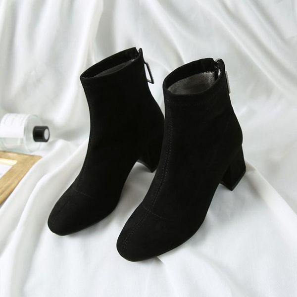 

boots big size 9 10 11 12 women shoes ankle for ladies woman winter rear zipper drill pendant, Black