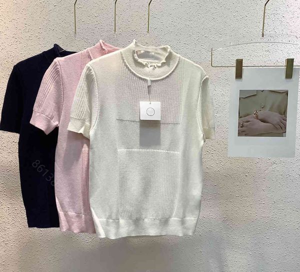 

desinger hoodie knitted sweaters for women herm brand knit t shirt 3 colors short sleeve hoodies wool sweaters knitt female, White;black