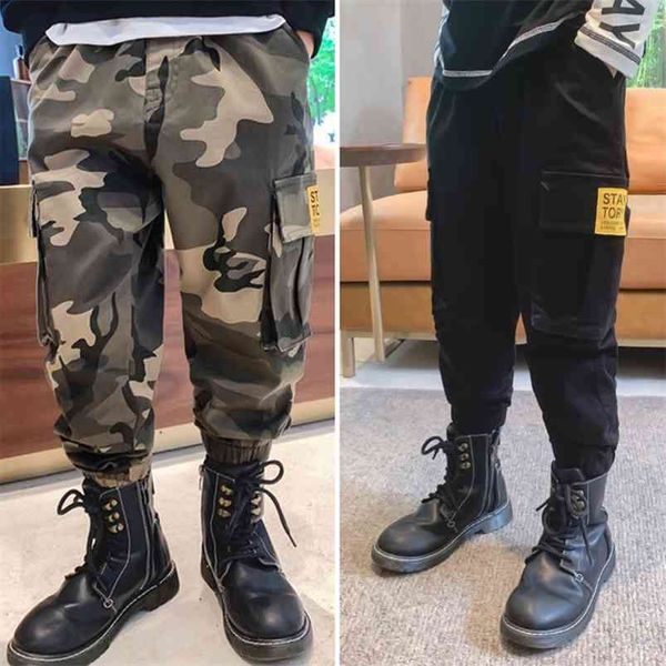 Abbigliamento da lavoro per ragazzi Pantaloni da lavoro Autunno Abbigliamento per bambini Bambini Casual Pantaloni per bambini Camouflage Girls di mezza età 4-13 anni 210625