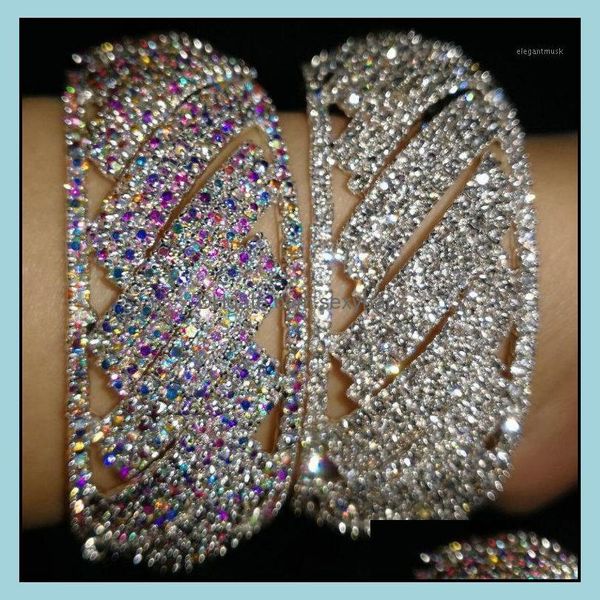 

bracelets jewelry ab clear rhinestone bracelet bangle statement pageant wedding cuff for women fl bling dancing party jewelry1 drop delivery, Black