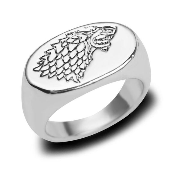 

wolf head rings for men boys punk fashion silver color oval signet anniversary gift jewelry cluster, Golden;silver