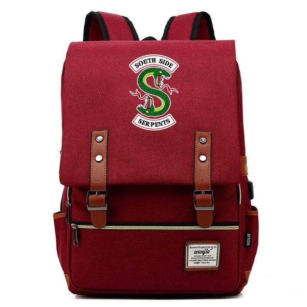 

backpack riverdale southside serpent designer cosplay cartoon school shoulder bags casual travel lapusb port bookbag