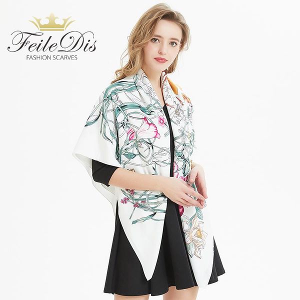 

scarves [feiledis] 2021 women large shawls print stoles square bandana kerchief scarf female soft as1916, Blue;gray