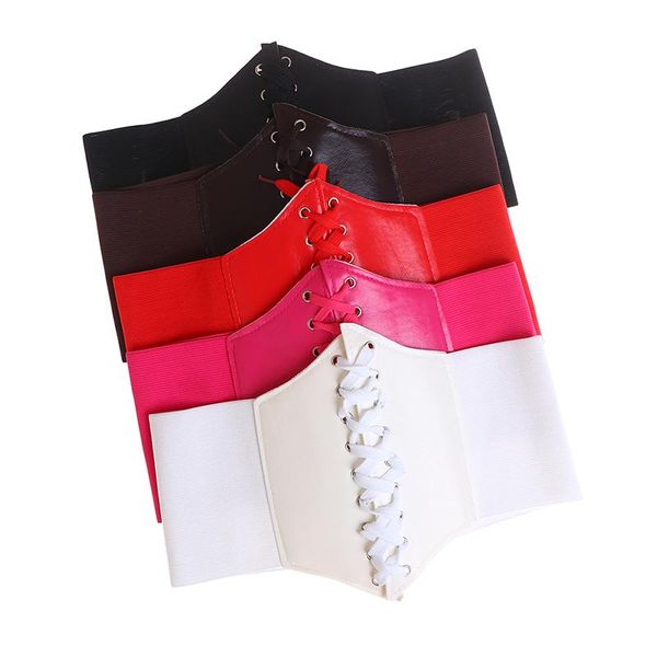

belts corset wide pu leather slimming body for women elastic waist, Black;brown
