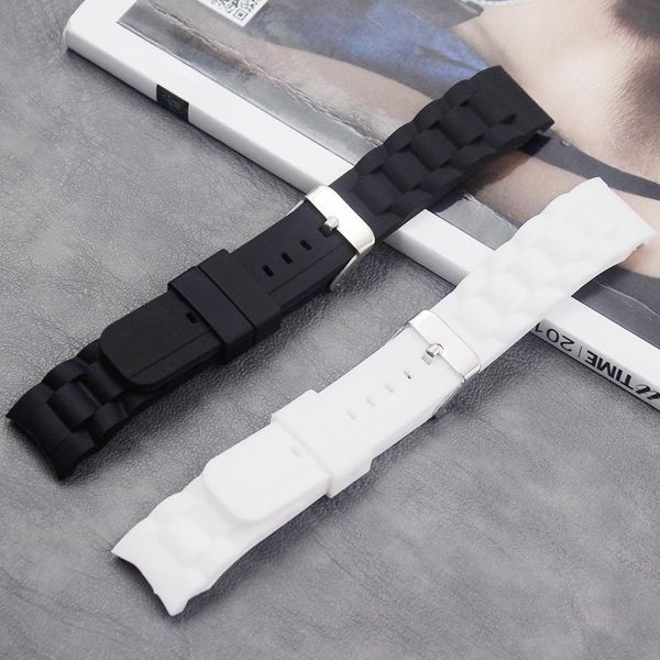 

watch bands accessories 20 mm silicone strap waterproof sports casual men and women curved rubber pin buckle, Black;brown