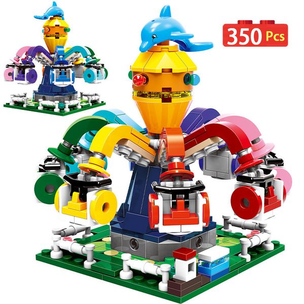 660PCS Città Ruota Panoramica Parco Divertimenti Nave Pirata Creatore Building Blocks Amico MOC Mattoni Giocattoli Educativi Per I Bambini Regalo X0503