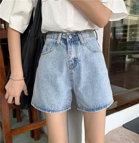 

women's jeans vintage high waist blue wide leg female jean shorts denim classic casual summer ladies for women