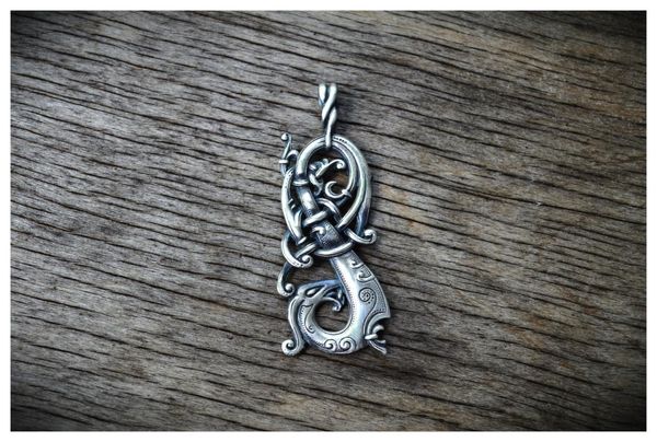 

pendant necklaces viking norse charm the ringerike dragon scandinavian necklace jewelry, Silver