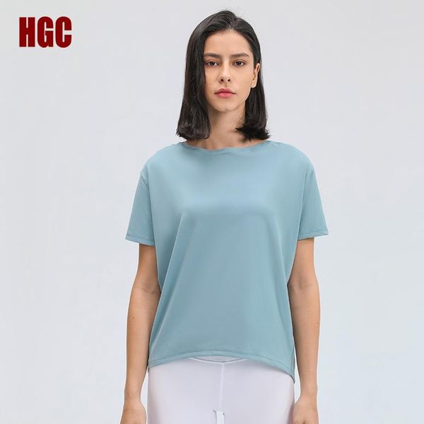 

yoga outfit sports women short sleeve leisure blouse loose fitness t-shirt workout gym clothing versatile active wear hgc
