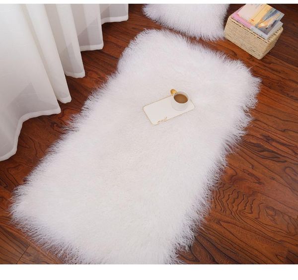 

blankets cx-d-24b real mongolian lamb fur carpet sheepskin chair cover soft bedroom mat seat pad long fluffy area rugs blanket
