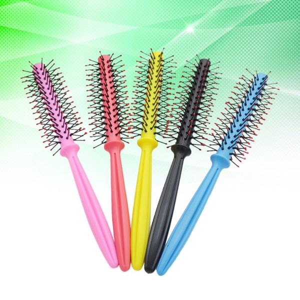 

handle curly hair styling round bristles brush comb rolling style brushes, Silver