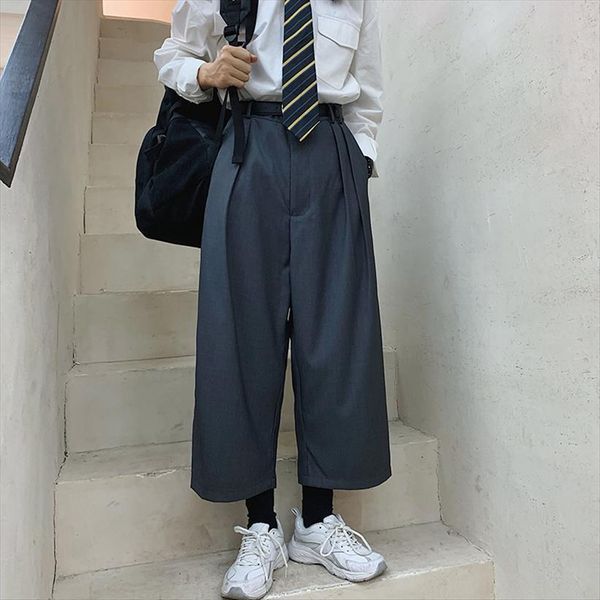 

vintage fashion loose casual women pants wide leg harem male streetwear hip hop straight suit harajuku trousers, Black