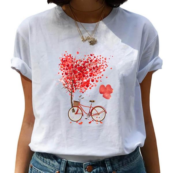 

women's t-shirt vogue bicycle t shirts women fashion graphic print harajuku casual korean style tees feamle woman clothing, White