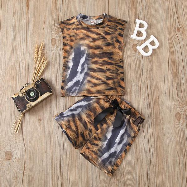 

baby girl 0-24m leopard two piece suit round neck short sleeve elastic head pants for summer spring clothing sets, White