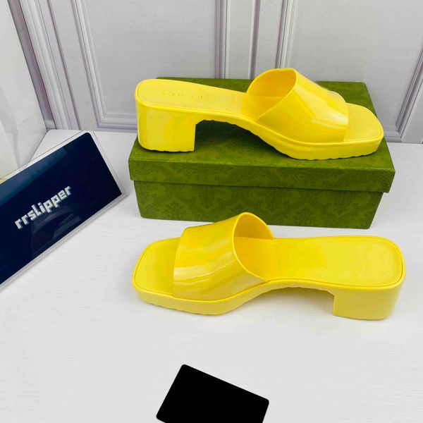 

luxury wholesale brand women slippers designer ladies sandals and slippers shoes summer jelly slip high heels casual woman leather, Black