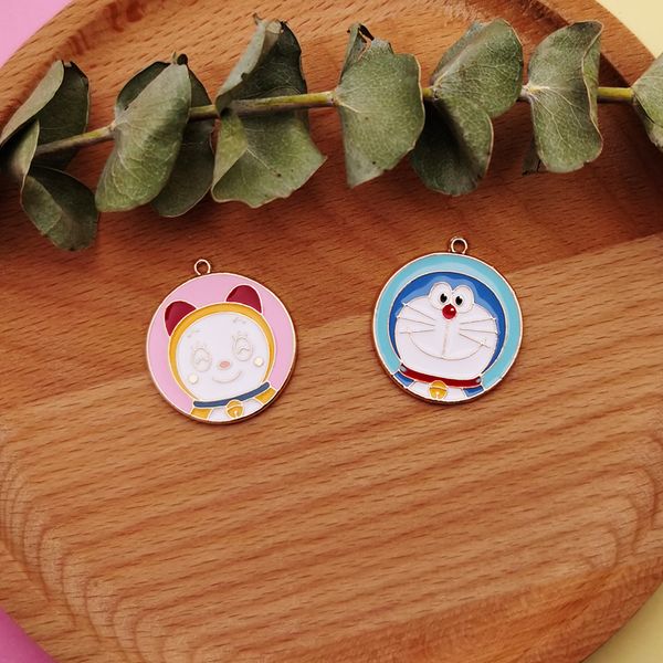 

10pcs cute round shapes enamel floating bell cats charms for earrings jewelry diy accessories golden base metal pendants, Bronze;silver