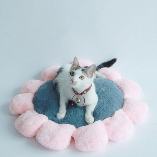 

cat beds & furniture ins soft velvet flower mat pet litter dog cushion girl heart round carpet
