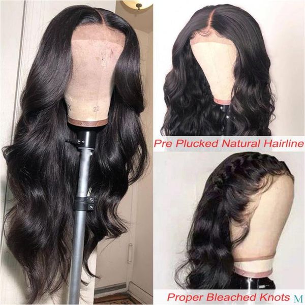

13x6 lace front human hair wigs pre plucked body wave frontal wig with baby remy 150 density 360 wigs1, Black;brown