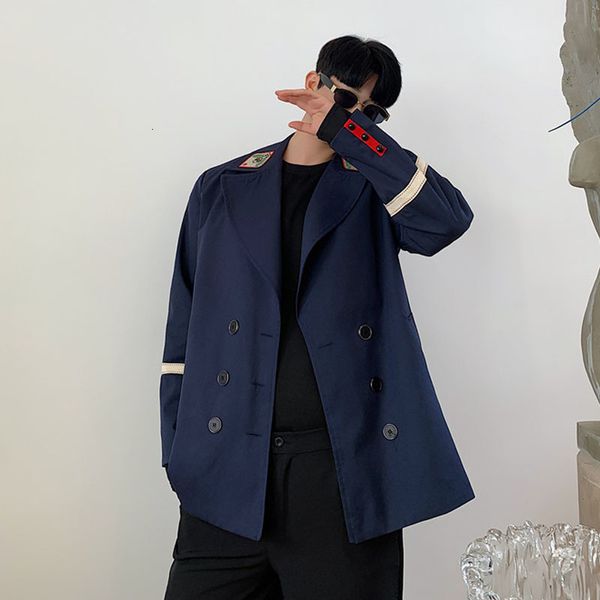 

men's suits & blazers men embroidery vintage college style casual blazer jacket overcoat spring autumn male women streetwear coat outer, White;black