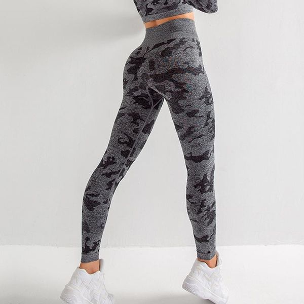 

women's leggings camo seamless women fitness running gym pants scrunch bubooty workout clothing sports tights, Black