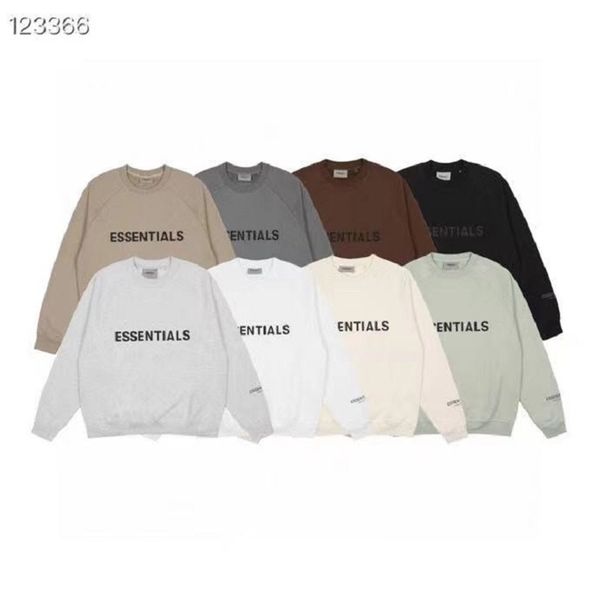 

fog multi thread essentials front chest pressure glue letter raglan sleeve round neck sweater for men and women, Black