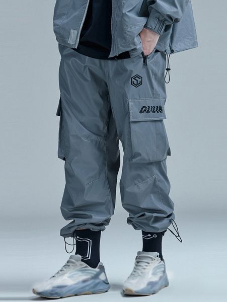 

men letter graphic flap pocket pants d7wf#, Black