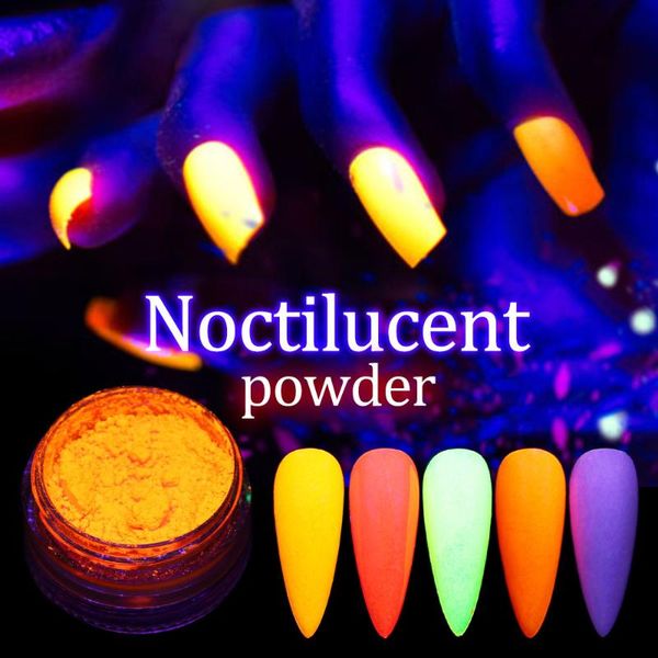 

boxes shinny neon pigment powder phosphor set luminous nail glitter manicure art decorations, Silver;gold