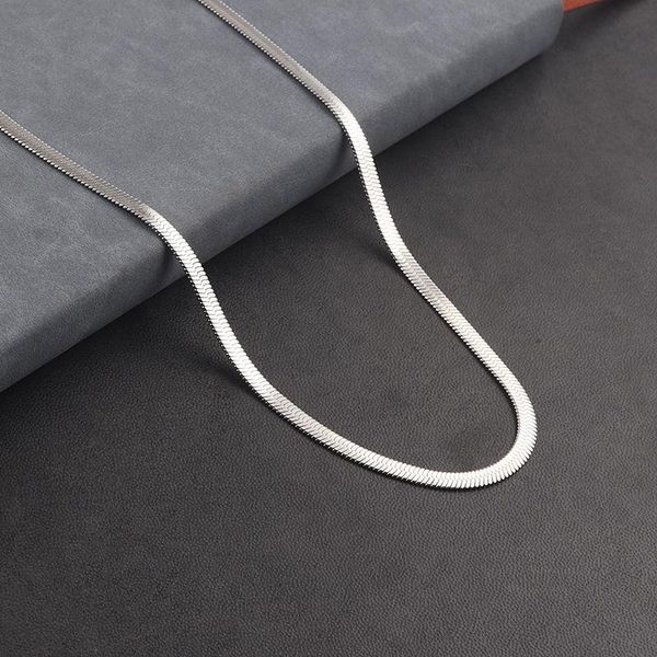 

chains european and american simple clavicle chain flat snake bone blade, Silver