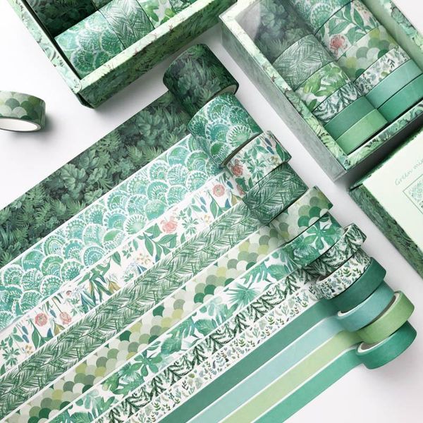 

window stickers green plant washi tape solid color masking decorative adhesive sticker scrapbooking diary stationery