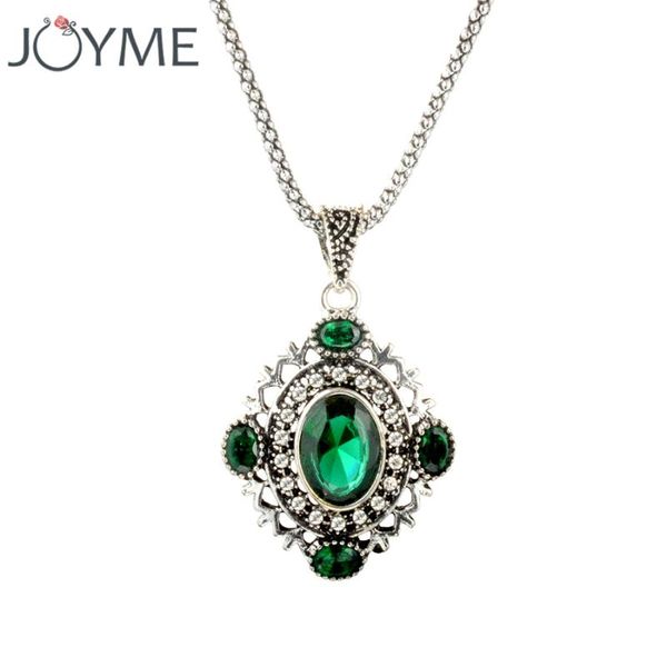 

pendant necklaces joyme brand & pendants boho ethnic silver-color vintage statement red resin green crystal rhinestone necklace women