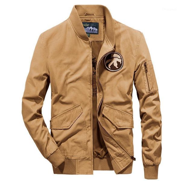

men's jackets brand jacket men military for pure cotton multi pockets windbreaker stand collar jaqueta masculina m-3xl, Black;brown
