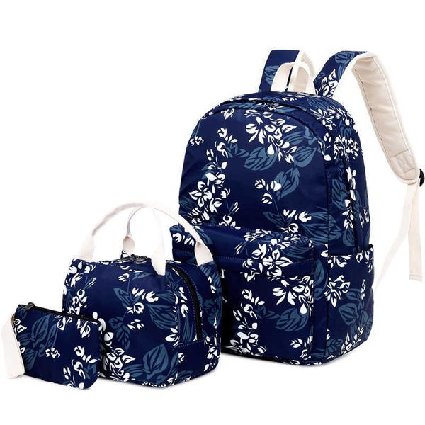 3 pcs / conjunto crianças flor escola mochila conjunto chinês estilo feminino viajar mochila bolsas de escola floral para meninas caneta lápis saco mochil x0529