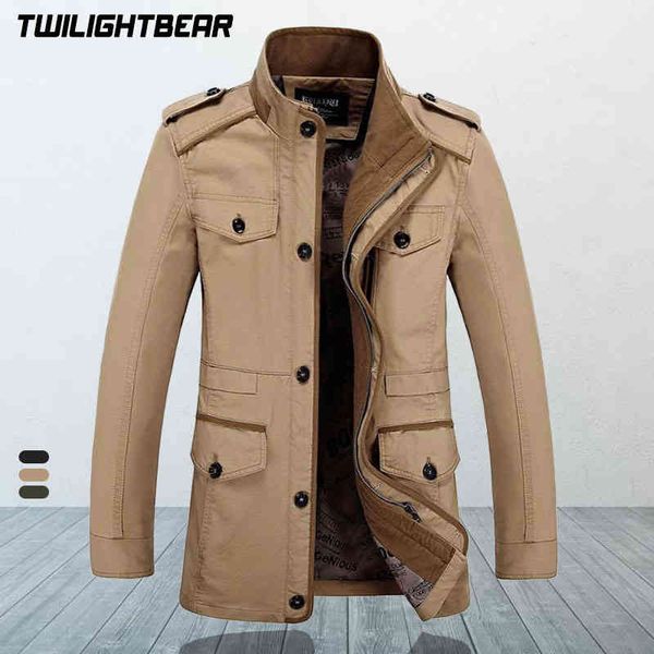

brand men's casual et male windbreaker oversized 6xl autumn washed cotton classic long ets men clothing trench coat, Black
