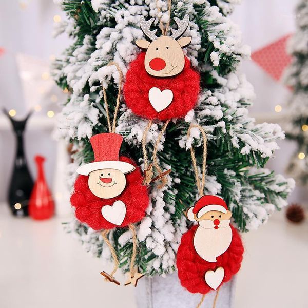 

christmas decorations 3pcs/set lovely xmas hanging pendants heart santa clause snowman deer doll tree ornament decoration for home
