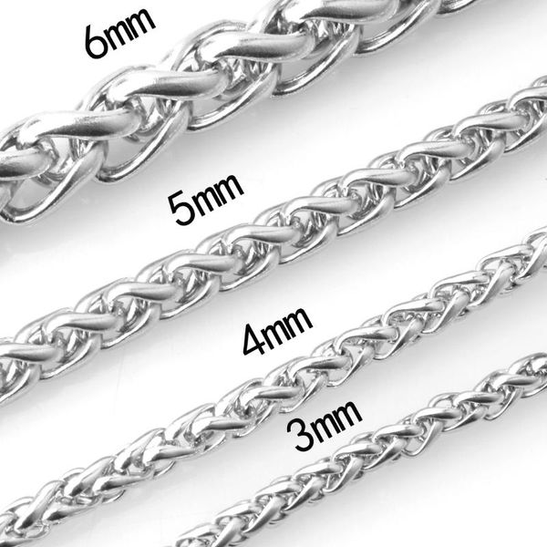 

chains high polishing silver color stainless steel 3/4/5mm width weave braid chain necklace for cool biker men's gift jewelry 7-40inch