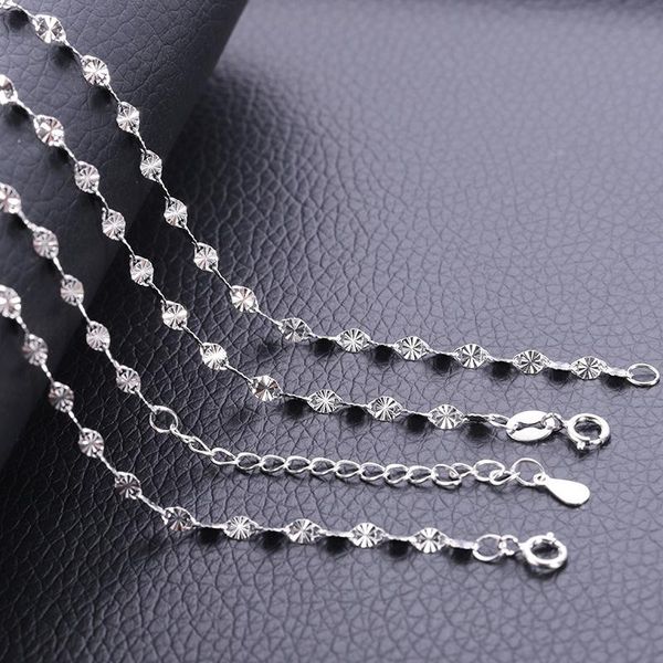 

sterling silver chain on the neck necklace for women jewelry choker accessories korean fine body decorations length 40 45 cm chains