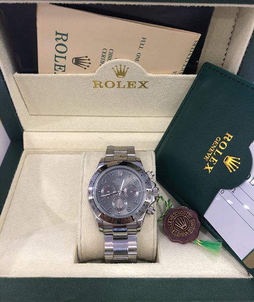 

with original box watch 40mm 116503 116509 116520 116523 sapphire 18k yellow gold no chronograph grey mechanical automatic mens watches, Slivery;brown