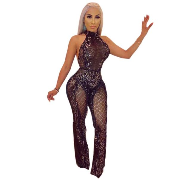

women's jumpsuits & rompers muxu fashion black sequin bodysuit womens jumpsuit one piece transparent playsuits backless body suits for, Black;white