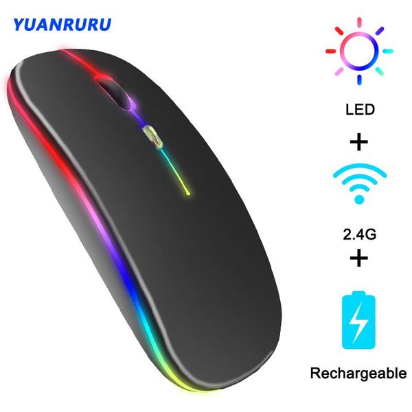 

mice rgb rechargeable wireless mouse 2.4g silent lapgaming led ergonomic for pc