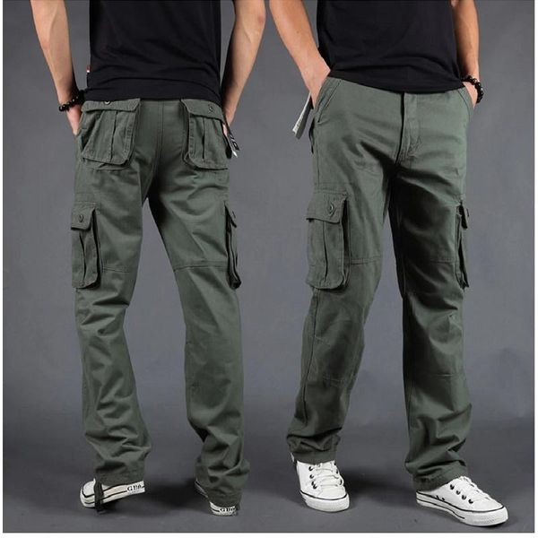 

men's pants cargo men casual loose army military long trousers mens spring autumn baggy multi-pockets track male clothes, Black