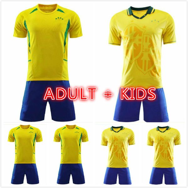

kids kit brasil soccer jerseys 1994 2002 retro shirts carlos romario ronaldo ronaldinho camisa de futebol brazils rivaldo adriano, Black;yellow