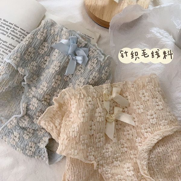 

cream bubble lace underwear womens british pear flower elegant floral mid waist classic girls high elastic briefs, Black;white