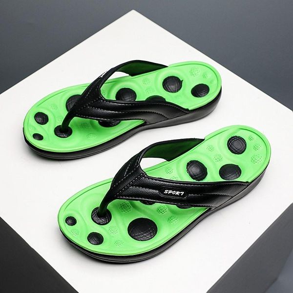 

sandals 2021 men slippers summer fashion flip flop outdoor male shoes flat anti-skid slide casual massage, Black