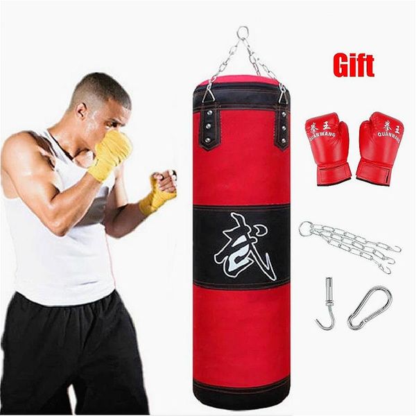 

empty boxing sand bag hanging kick sandbag training fight karate punching heavy duty for with glove wrist guard
