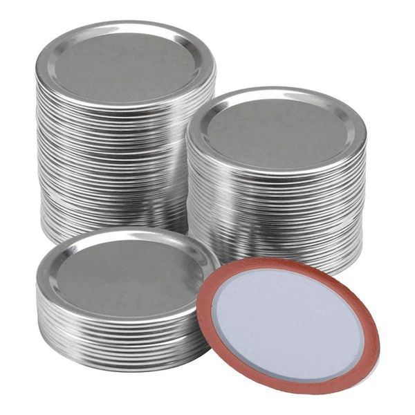 

pcs regular mouth 70mm mason jar canning lids, reusable leak proof split-type silver lids with silicone seals rings kitchen storage & organi
